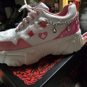 Koi Pink and White Platform Sneakers